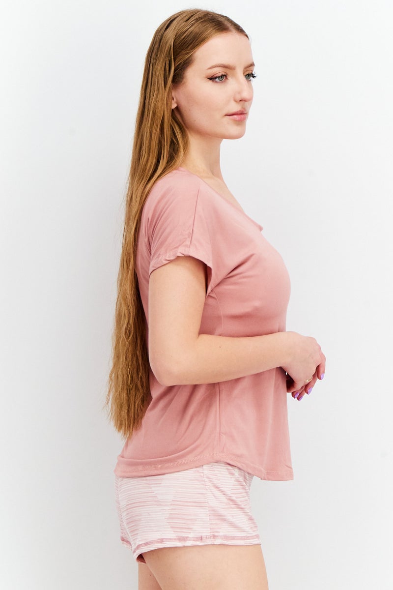 Avalanche Women 2 Pieces Printed Top And Bottom Pajama Set, Pink - Image 4